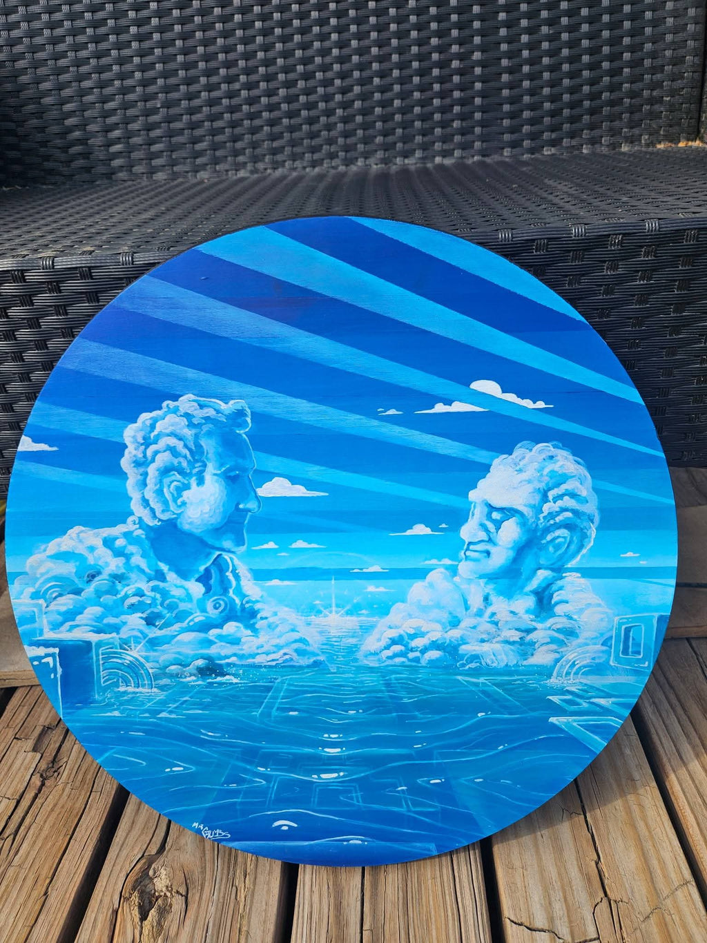 "The Holy Moment" Original Acrylic Painting, 17.5" Round