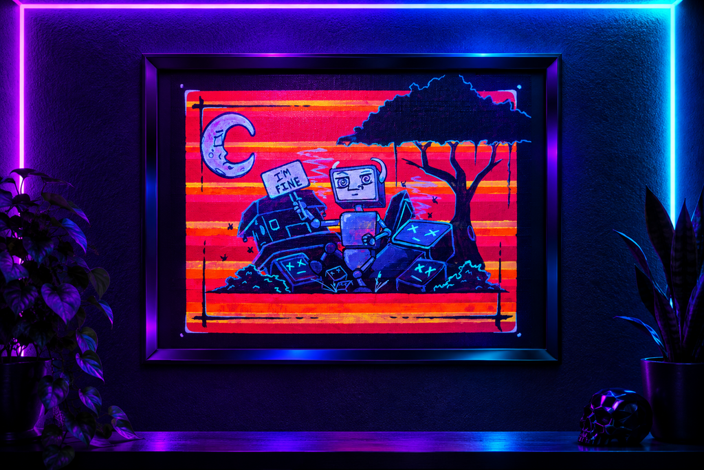 "I'm Fine" Original Acrylic Painting, 8"x10"