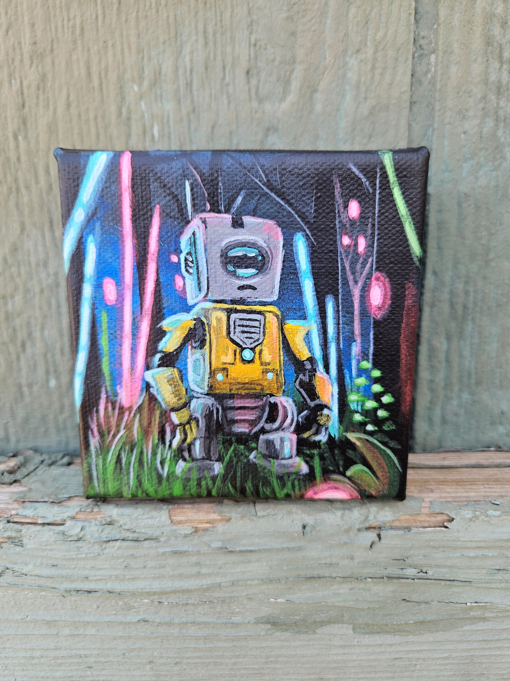 "Echos of Flux" Original Acrylic Painting, 4"x4"