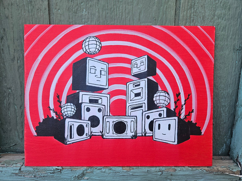 "Disco System" Original Acrylic Painting, 9"x12"