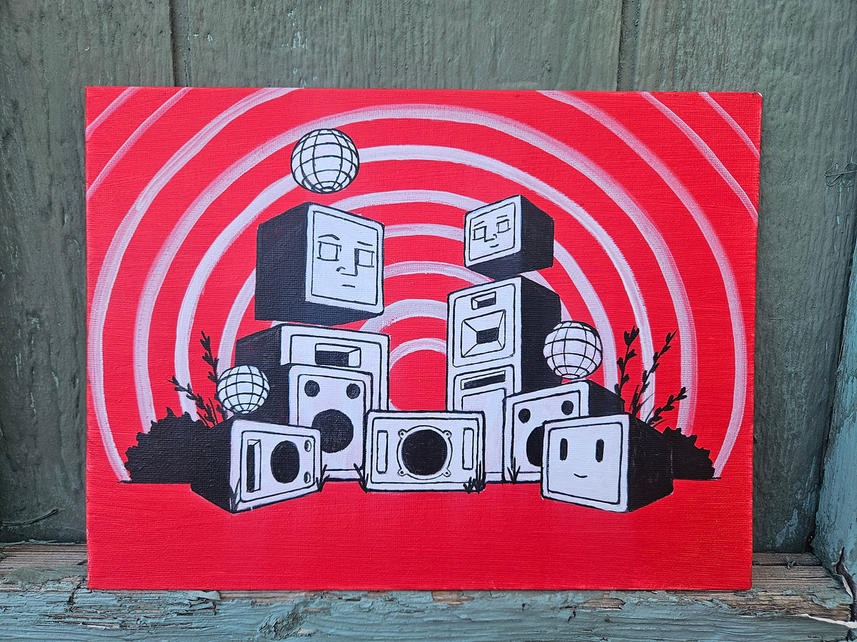 "Disco System" Original Acrylic Painting, 9"x12"